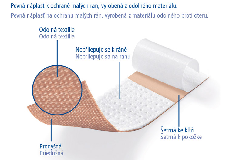 Vlastnosti klasické textilní náplasti Cosmos