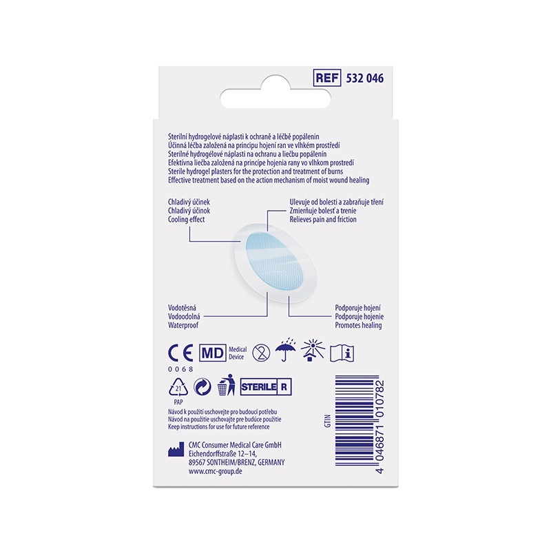 Náplast na popáleniny Cosmos® Burns - zadní strana obalu
