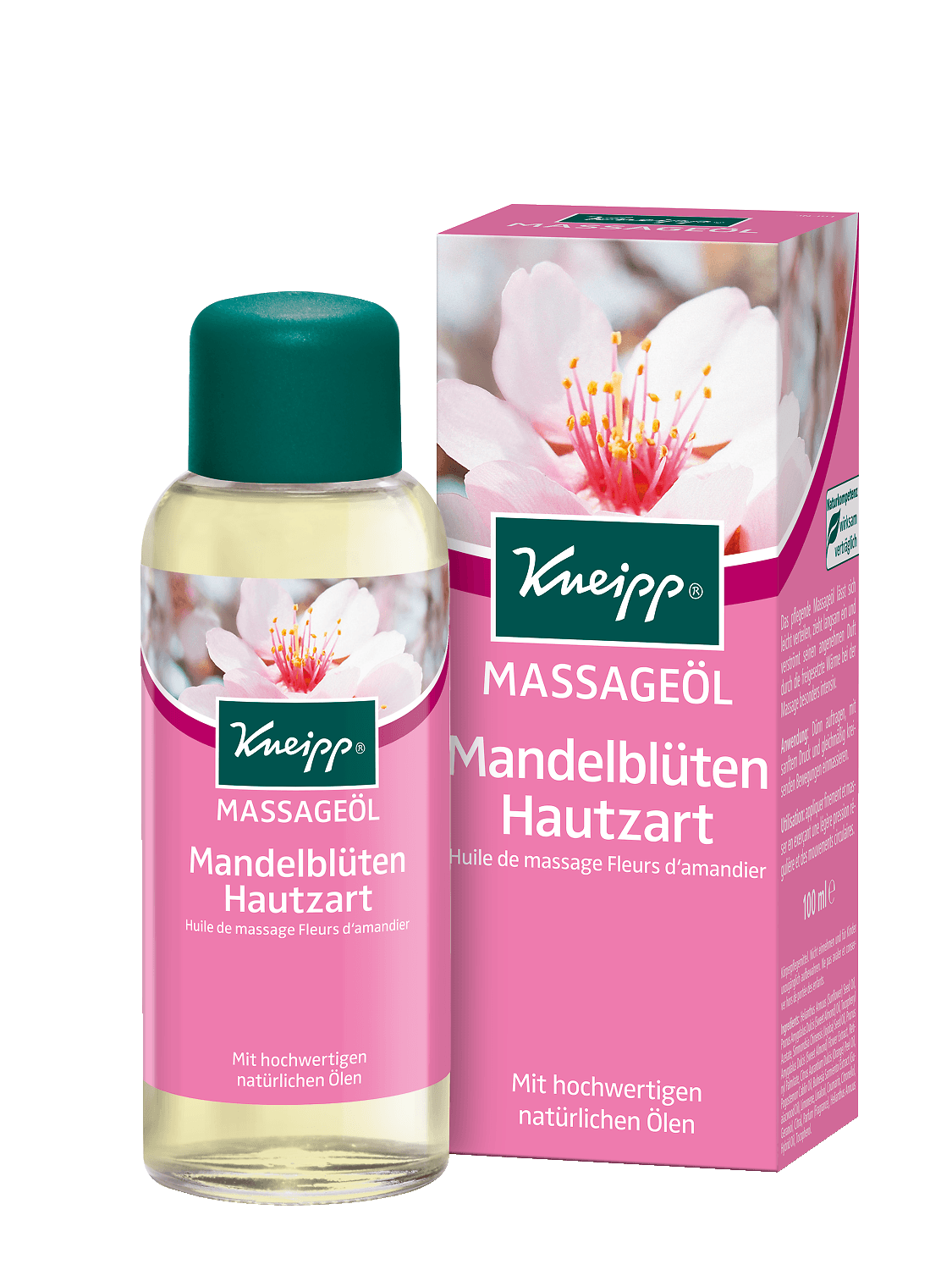 Masážny olej Kneipp Mandľové kvety obsahuje prírodné mandľový a slnečnicový olej 100 ml
