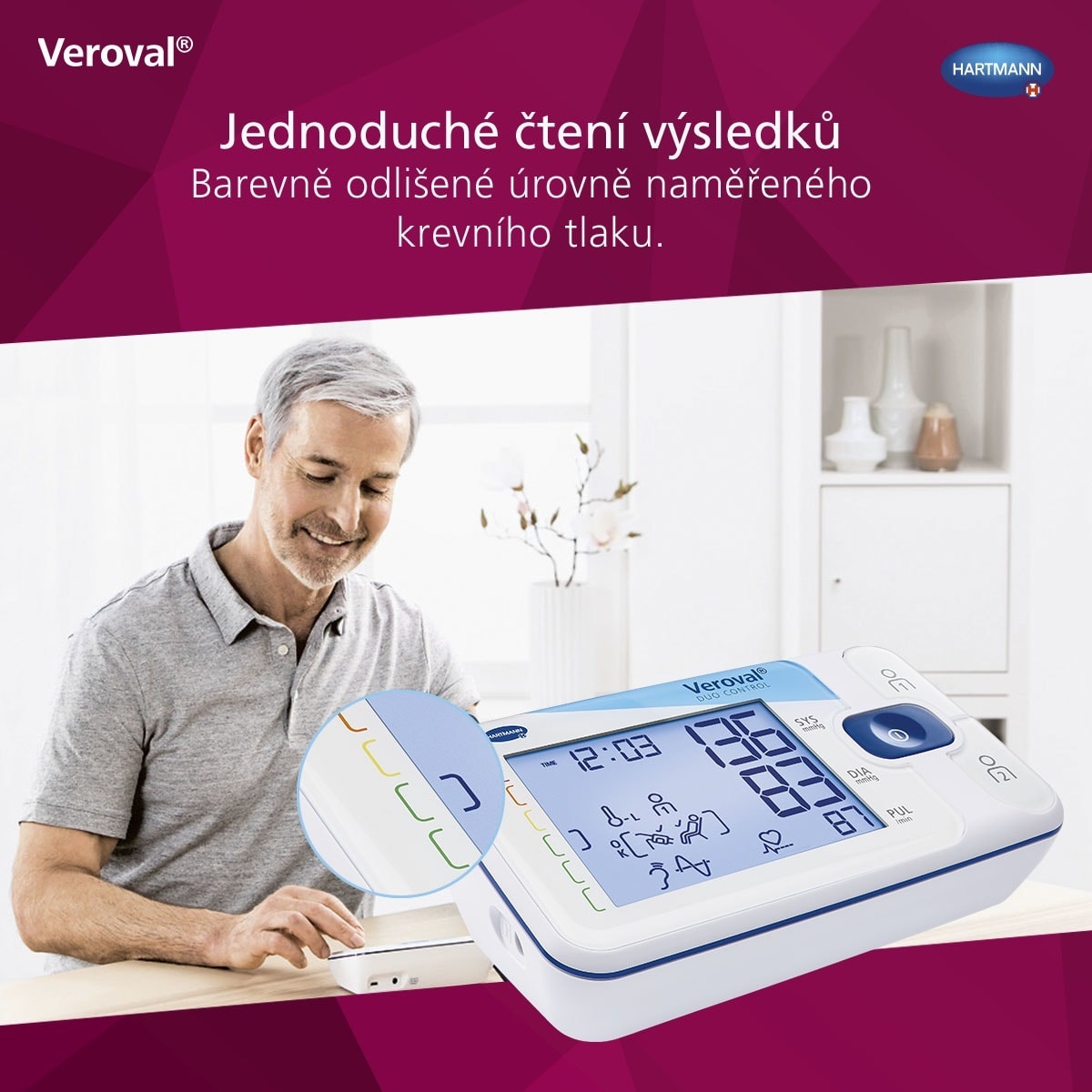 Snadné čtení výsledků z tonometru Veroval duo control