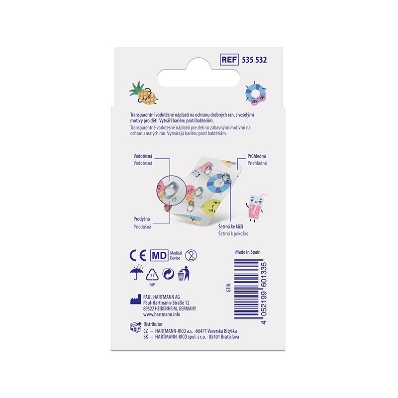 Vodotěsné náplasti s dětskými motivy Cosmos® Aqua Fun -  zadní strana balení