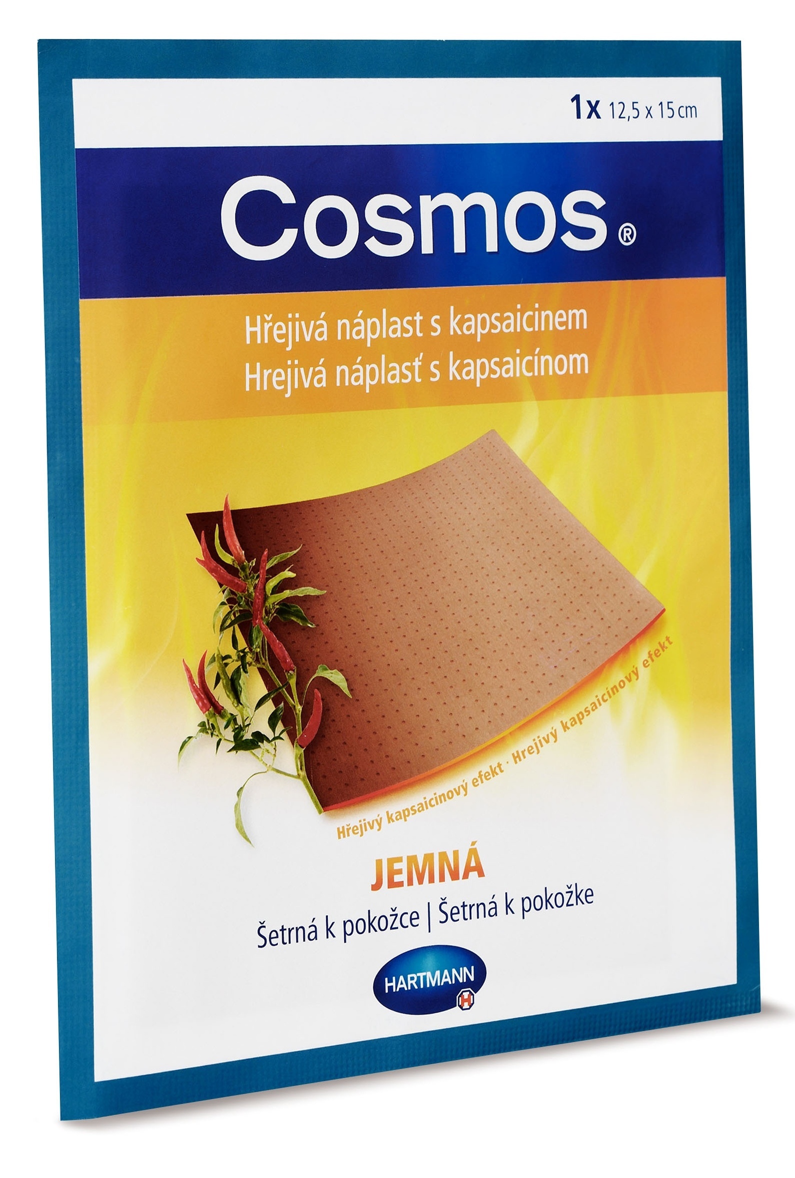 Hřejivá náplast s kapsaicinem Cosmos jemná 12,5 × 15 cm 1 ks