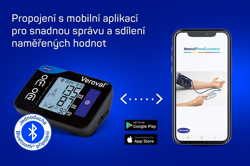 Mobilní aplikace pro propojení pažního tlakoměru Veroval compact+ connect