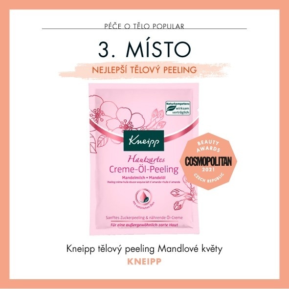 Ocenění Cosmopolitan Beauty Awards pro tělový peeling Kneipp Mandlové květy