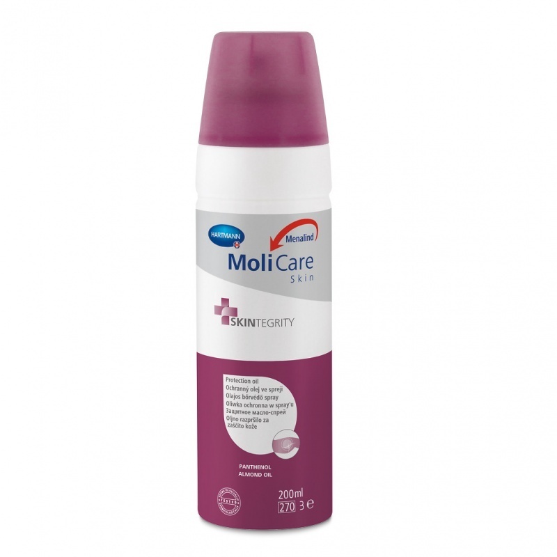 Olej ve spreji MoliCare Skin s kreatinem, Panthenolem a mandlovým olejem