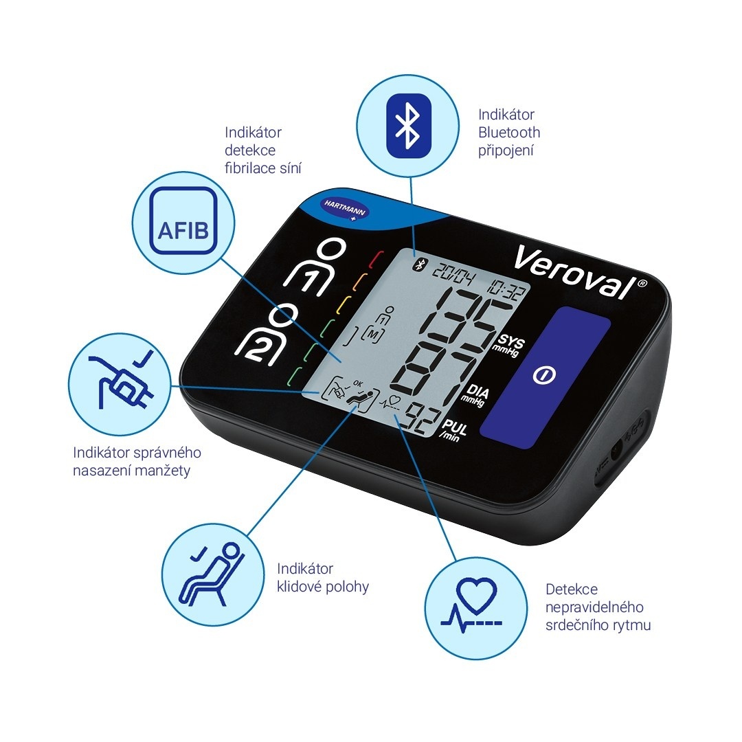Funkce kvalitního digitální tlakoměru Veroval compact+ connect