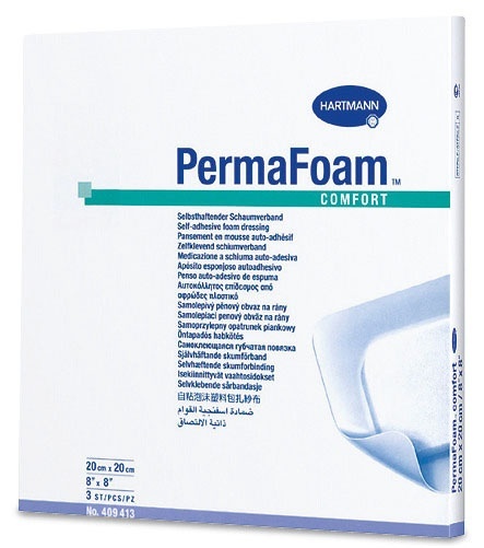 Perma Foam Comfort je hydrofilní polyuretanové krytí s pórovitou strukturou, které rychle a efektivně čistí ránu