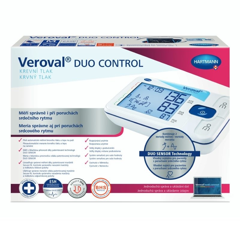 Pažní tlakoměr Veroval duo control pro správné měření poruch srdečního rytmu