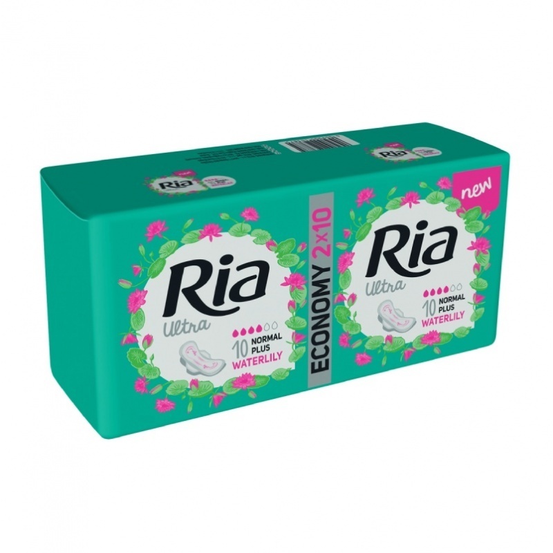 Dámské vložky Ria Ultra Normal Plus 20 Waterlily Duopack - s křidélky, s vůní