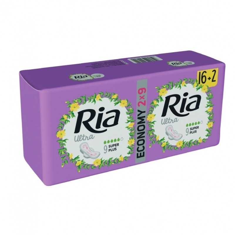 Dámské vložky Ria Ultra Super Plus 18 Duopack - s křidélky, delší